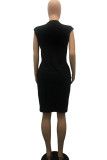 Light Purple Casual Solid Patchwork O Neck Straight Dresses