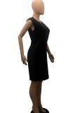 Light Purple Casual Solid Patchwork O Neck Straight Dresses