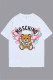 White Fashion Casual Character Print Letter O Neck T-Shirts
