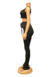 Grey Sexy Casual Sportswear Solid Slit Pants Spaghetti Strap Sleeveless Two Pieces