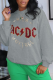 Grey Fashion Street Print Patchwork Letter O Neck Tops