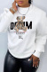 White Fashion Casual Print Patchwork Letter O Neck Tops