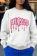 White Fashion Street Print Patchwork Letter O Neck Tops