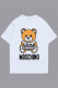 White Fashion Casual Character Print Letter O Neck T-Shirts