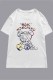 White Fashion Casual Character Print Letter O Neck T-Shirts