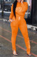 Tangerine Red Casual Print Patchwork Slit Half A Turtleneck Long Sleeve Two Pieces