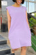 Light Purple Casual Solid Patchwork O Neck Straight Dresses