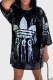 Black Fashion Casual Letter Patchwork O Neck Straight Dresses