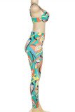 Purple Fashion Sexy Print Vests Pants Spaghetti Strap Sleeveless Two Pieces