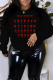 Black Fashion Street Print Letter O Neck Tops