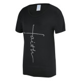 Black Fashion Casual Patchwork Hot Drill O Neck T-Shirts