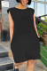 Black Casual Solid Patchwork O Neck Straight Dresses