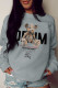 Grey Fashion Casual Print Patchwork Letter O Neck Tops