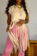 Beige Fashion Solid Tassel O Neck T-Shirts
