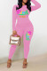 Pink Casual Print Patchwork O Neck Long Sleeve Two Pieces