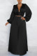 Black Sexy Solid Patchwork V Neck Long Sleeve Two Pieces