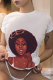 White Fashion Vintage Print Patchwork O Neck T-Shirts