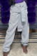 Grey Casual Street Solid Bandage Patchwork High Waist Straight Solid Color Bottoms