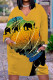 Yellow Casual Street Print Patchwork V Neck Straight Dresses