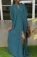 Green Casual Solid Patchwork Buckle V Neck Straight Dresses
