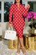 Red Fashion Sexy Print Letter V Neck One Step Skirt Dresses