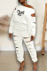 White Street Print Hollowed Out Patchwork Long Sleeve Two Pieces