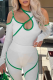 White Sexy Solid Hollowed Out Halter Long Sleeve Two Pieces