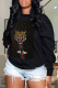 Black Fashion Daily Print Patchwork Letter O Neck Tops