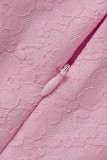 Pink Elegant Solid Patchwork Flounce V Neck Trumpet Mermaid Dresses