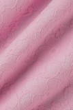 Pink Elegant Solid Patchwork Flounce V Neck Trumpet Mermaid Dresses