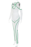 White Sexy Solid Hollowed Out Halter Long Sleeve Two Pieces