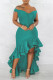 Green Fashion Sexy Formal Solid Patchwork Backless Off the Shoulder Evening Dress Dresses
