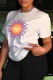 White Fashion Street Print Patchwork Letter O Neck T-Shirts