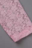 Pink Elegant Solid Patchwork Flounce V Neck Trumpet Mermaid Dresses