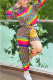 Multicolor Fashion Casual Print Patchwork Hooded Collar Long Sleeve Two Pieces