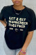 Black Fashion Casual Letter Print Patchwork O Neck T-Shirts