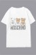 White Fashion Casual Print Letter O Neck T-Shirts