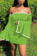 Green Sexy Solid Patchwork Off the Shoulder Pencil Skirt Dresses
