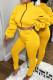 Yellow Fashion Casual Solid Patchwork Zipper Collar Long Sleeve Two Pieces