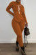 Tangerine Red Fashion Casual Print Basic Turtleneck Long Sleeve Two Pieces