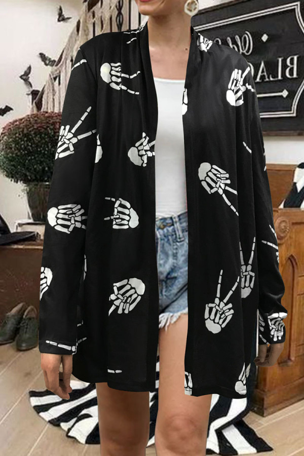 Black Street Print Patchwork Outerwear