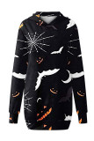 Orange Street Print Patchwork Hooded Collar T-shirt Dress Dresses