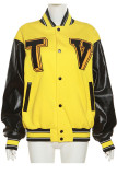 Yellow Street Solid Embroidered Patchwork Buckle Outerwear