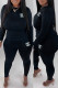 Black Sexy Casual Letter Hot Drill O Neck Long Sleeve Two Pieces