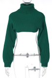 Green Street Solid Patchwork Turtleneck Tops