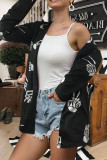 Red Street Print Patchwork Outerwear