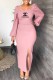 Pink Fashion Sexy Print Slit Letter Square Collar One Step Skirt Dresses