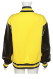 Yellow Street Solid Embroidered Patchwork Buckle Outerwear