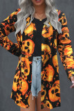 Red Street Print Patchwork Outerwear