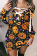 Orange Purple Street Print Bandage Patchwork V Neck Straight Dresses